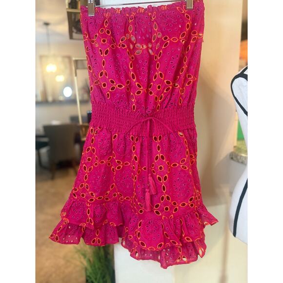 Milly Women's Pink Verity Strapless Eyelet Minidress Size M 6-10 NEW MSRP $399 - Picture 5 of 7